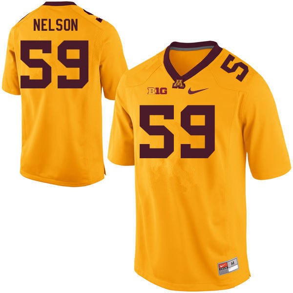 Men #59 Tony Nelson Minnesota Golden Gophers College Football Jerseys Sale-Gold